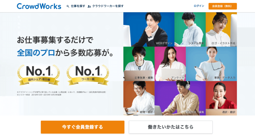 ①CrowdWorks（クラウドワークス）
