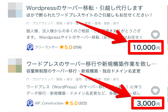 ココナラのサーバー移行代行の出品